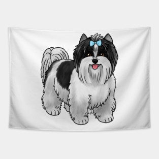 Dog - Biewer Terrier - Black and White Tapestry