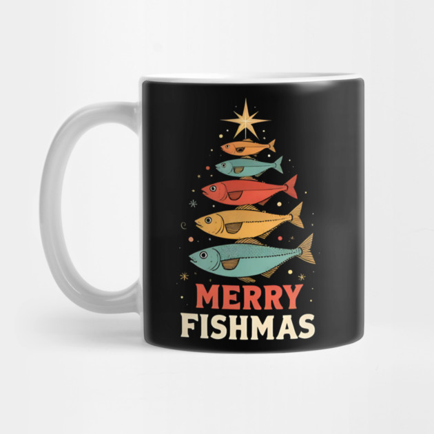 Merry Fishmas Funny Fisherman Christmas Retro Holiday Design by shirtlux