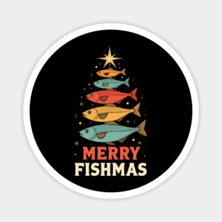 Merry Fishmas Funny Fisherman Christmas Retro Holiday Design Magnet