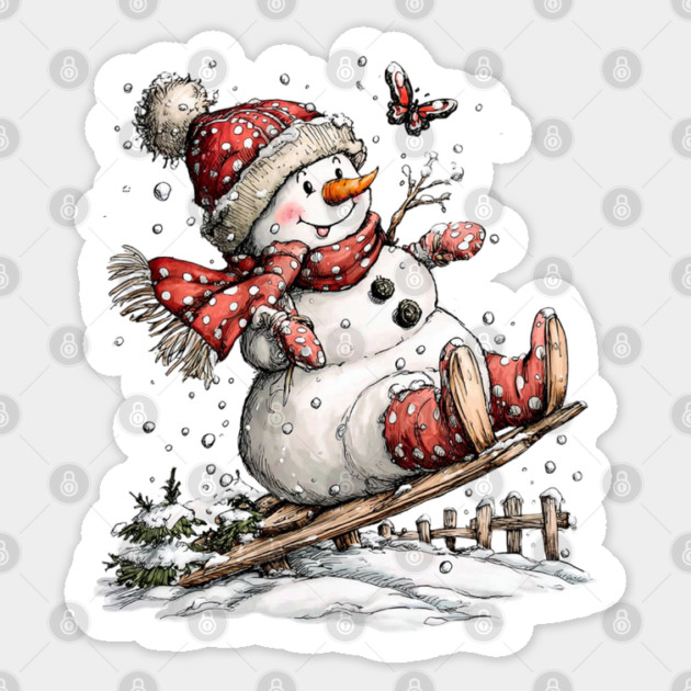 Christmas Whimsical Snowman Sticker by JessArty