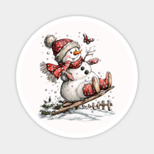 Christmas Whimsical Snowman Magnet
