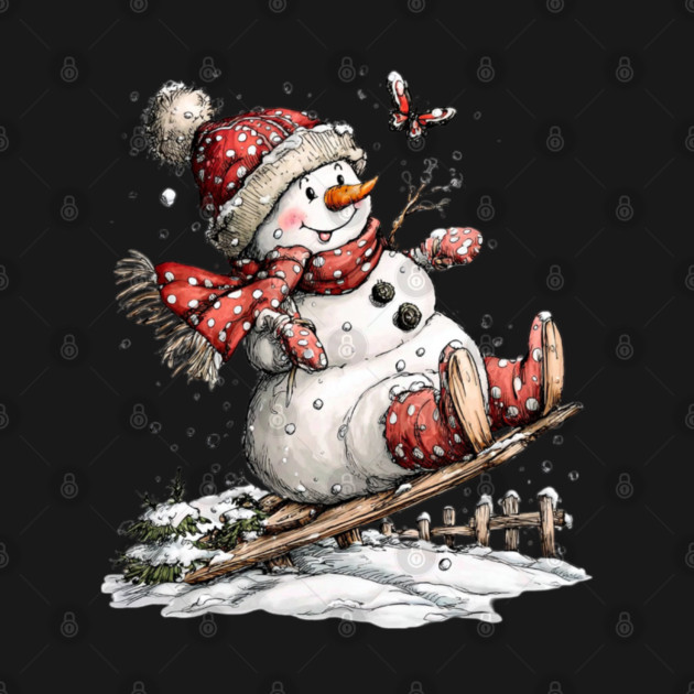 Christmas Whimsical Snowman by JessArty