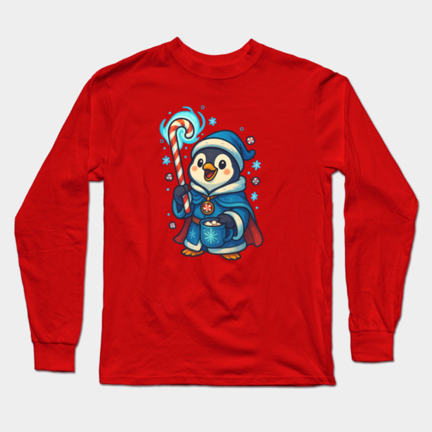 Ornament Paladin Penguin – Peppermint Magic Christmas Hero & Cozy Fantasy Tee Long Sleeve T-Shirt by Anne Lee