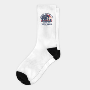 Honoring All Who Served | Thank You Veterans Day Patriotic American Flag Soldiers Design Socks