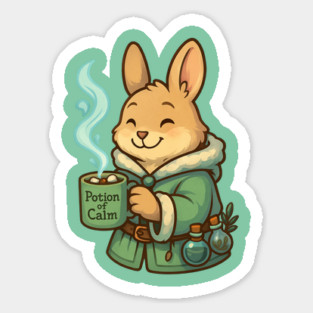 Potion of Calm Bunny – Cozy Winter Alchemist & Gentle January Vibes Tee Sticker