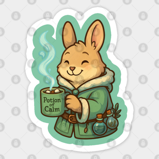 Potion of Calm Bunny – Cozy Winter Alchemist & Gentle January Vibes Tee Sticker by Anne Lee
