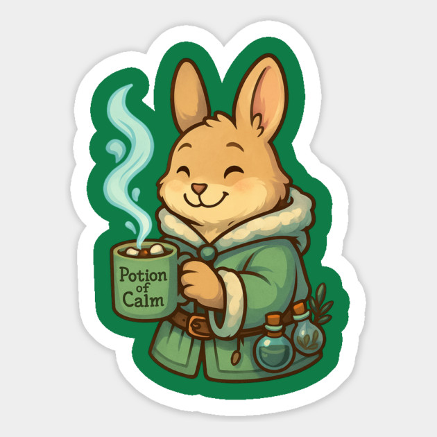 Potion of Calm Bunny – Cozy Winter Alchemist & Gentle January Vibes Tee Magnet by Anne Lee