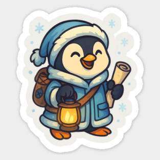 Lantern Guide Penguin – Cozy Winter Explorer & New Year Adventure Tee Sticker