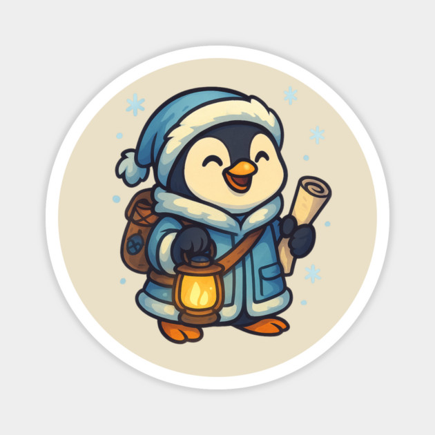 Lantern Guide Penguin – Cozy Winter Explorer & New Year Adventure Tee Magnet by Anne Lee