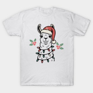 Llama Santa Hat Funny Llama Lovers Christmas Xmas Pajama T-Shirt