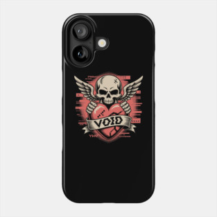 VOID of Love – Glitchcore Skull & Heart Phone Case