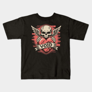 VOID of Love – Glitchcore Skull & Heart Kids T-Shirt