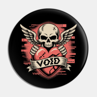 VOID of Love – Glitchcore Skull & Heart Pin