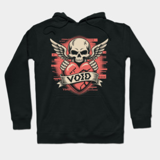 VOID of Love – Glitchcore Skull & Heart Hoodie