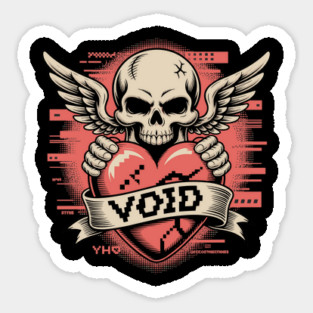 VOID of Love – Glitchcore Skull & Heart Sticker