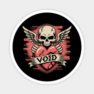 VOID of Love – Glitchcore Skull & Heart Magnet