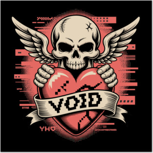 VOID of Love – Glitchcore Skull & Heart Posters and Art