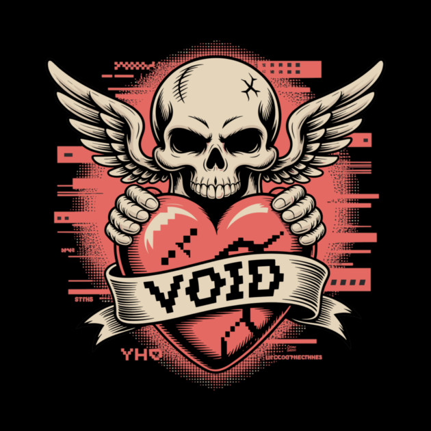 VOID of Love – Glitchcore Skull & Heart by Cosmo Gazoo