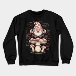 Gnome Trip: Thumbs Up for the Fungi Frontier Crewneck Sweatshirt