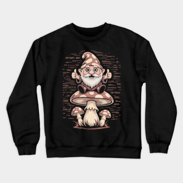 Gnome Trip: Thumbs Up for the Fungi Frontier Crewneck Sweatshirt by Cosmo Gazoo