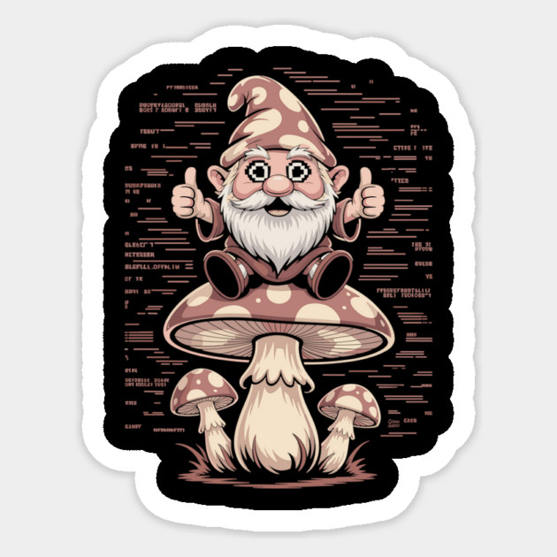 Gnome Trip: Thumbs Up for the Fungi Frontier Sticker by Cosmo Gazoo