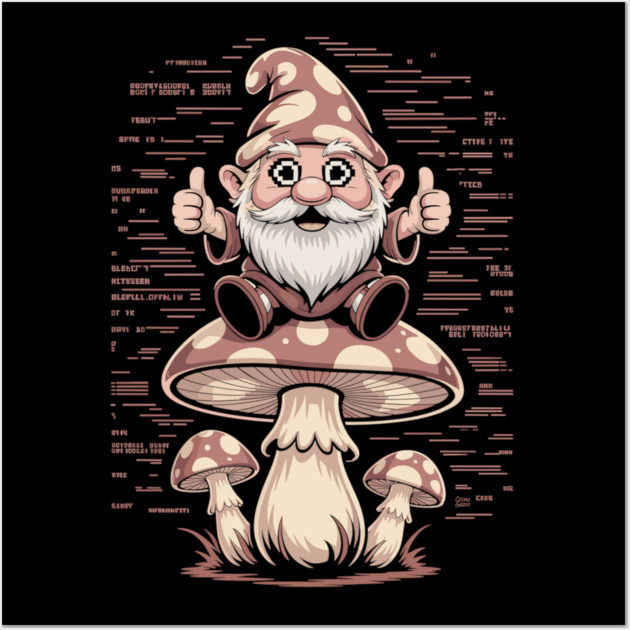Gnome Trip: Thumbs Up for the Fungi Frontier Wall Art by Cosmo Gazoo
