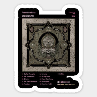 Paradise Lost - Obsidian Tracklist Album Sticker