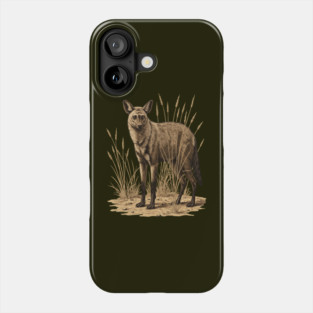 Aardwolf in Desert Grass Vintage Artwork Phone Case