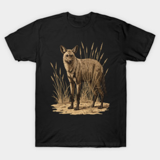 Aardwolf in Desert Grass Vintage Artwork T-Shirt
