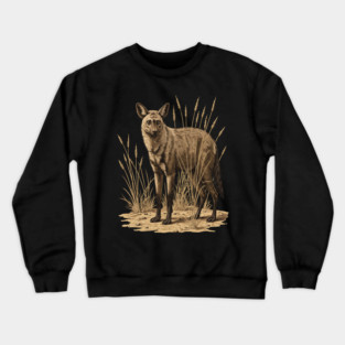 Aardwolf in Desert Grass Vintage Artwork Crewneck Sweatshirt