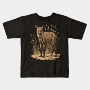 Aardwolf in Desert Grass Vintage Artwork Kids T-Shirt