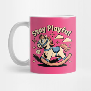 Pastel-Colored Rocking Horse with Uplifting Message and Childlike Decorative Touches Mug
