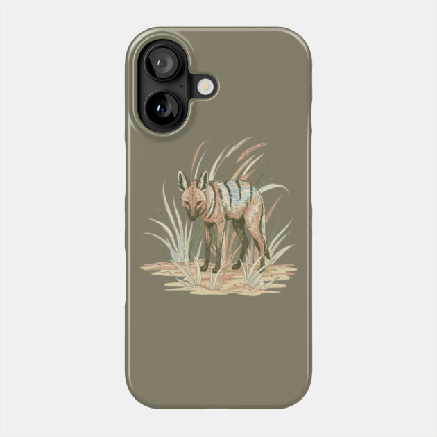 Aardwolf in Soft Desert Grass Artwork Phone Case by BirdsnStuff