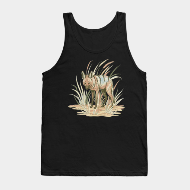 Aardwolf in Soft Desert Grass Artwork Tank Top by BirdsnStuff