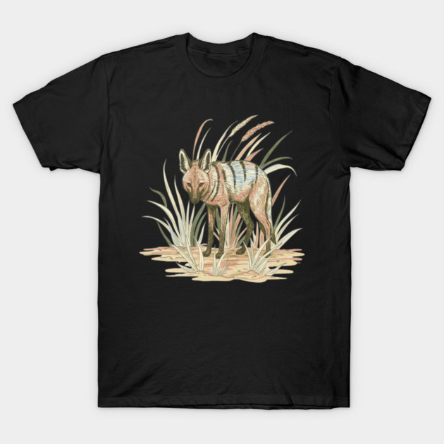 Aardwolf in Soft Desert Grass Artwork T-Shirt by BirdsnStuff