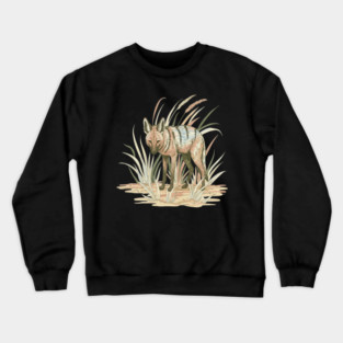 Aardwolf in Soft Desert Grass Artwork Crewneck Sweatshirt
