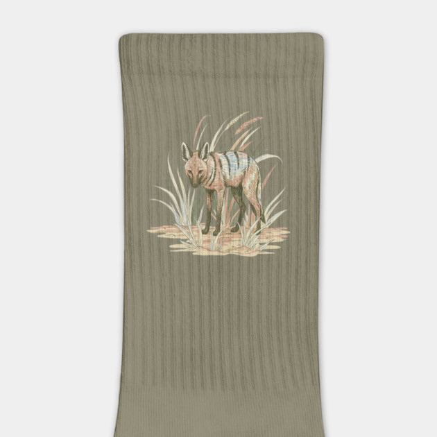 Aardwolf in Soft Desert Grass Artwork by BirdsnStuff