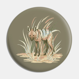 Aardwolf in Soft Desert Grass Artwork Pin