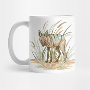 Aardwolf in Soft Desert Grass Artwork Mug