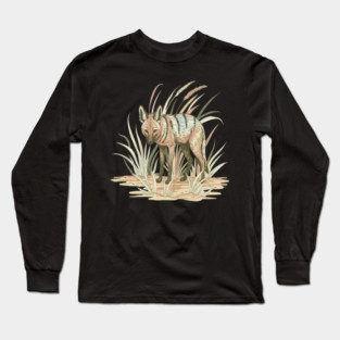 Aardwolf in Soft Desert Grass Artwork Long Sleeve T-Shirt