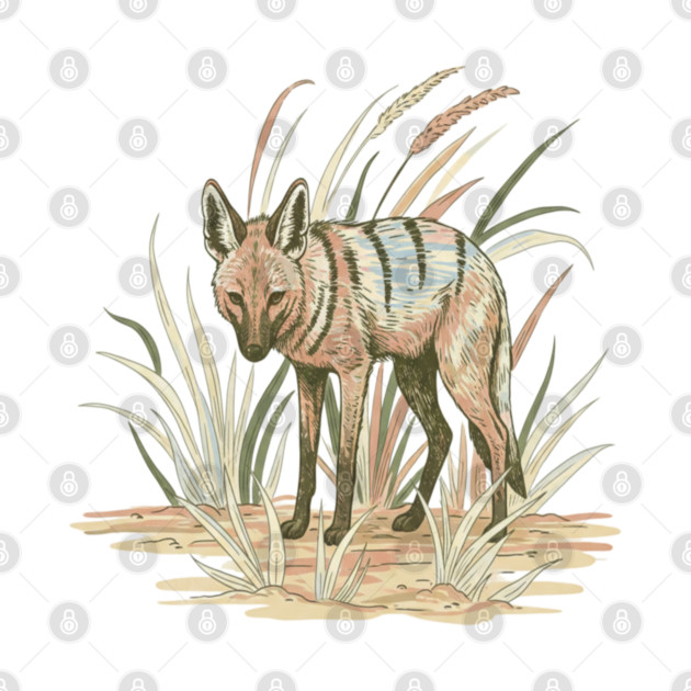 Aardwolf in Soft Desert Grass Artwork by BirdsnStuff