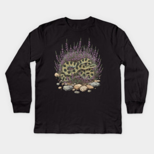 Adder in Heather Vintage Snake Artwork Kids Long Sleeve T-Shirt