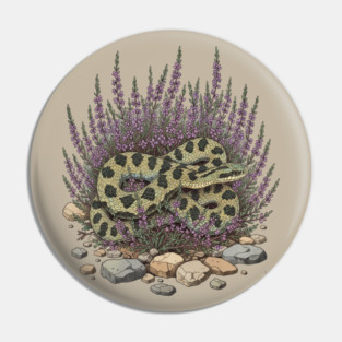 Adder in Heather Vintage Snake Artwork Pin