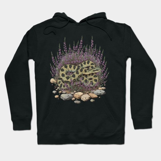 Adder in Heather Vintage Snake Artwork Hoodie by BirdsnStuff