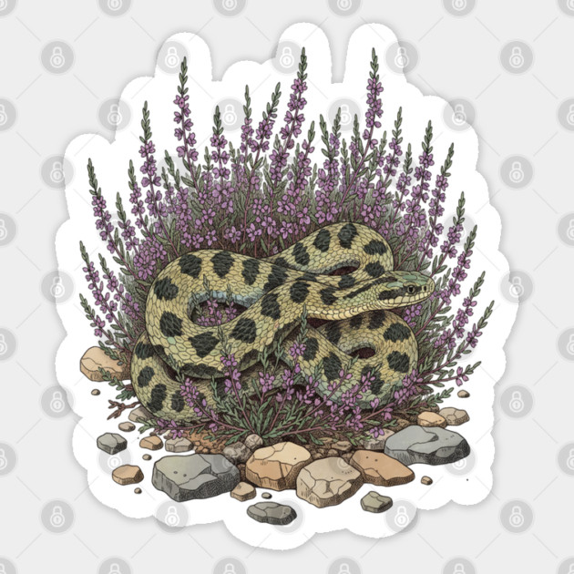 Adder in Heather Vintage Snake Artwork Sticker by BirdsnStuff
