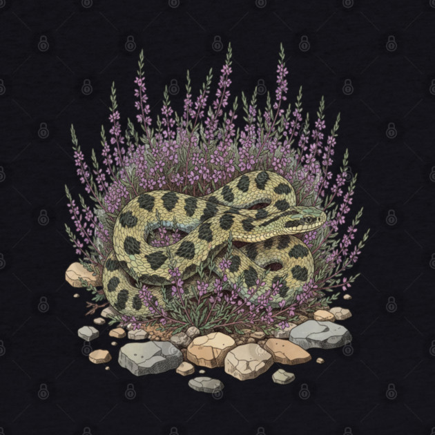 Adder in Heather Vintage Snake Artwork by BirdsnStuff