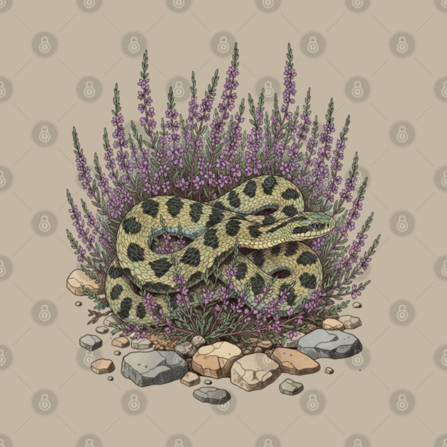 Adder in Heather Vintage Snake Artwork by BirdsnStuff