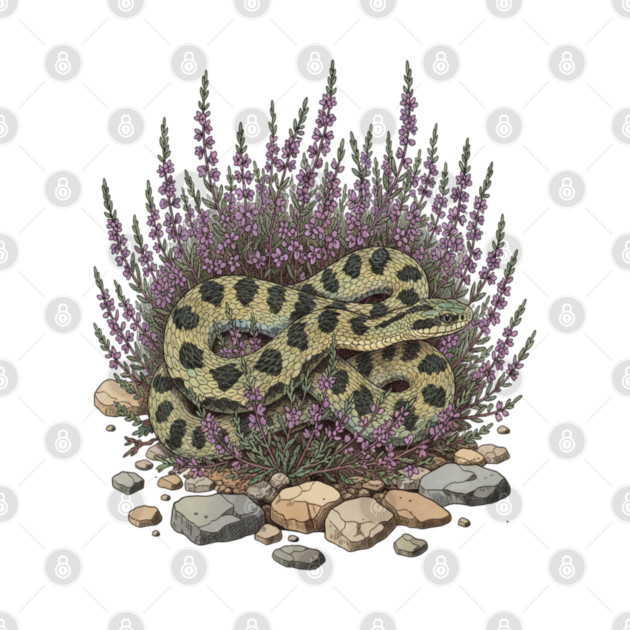 Adder in Heather Vintage Snake Artwork by BirdsnStuff