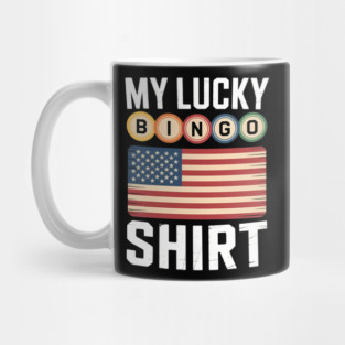 Lucky Bingo With American Flag Funny Bingo Player Mug