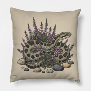 Adder Among Heather and Rocks Artwork Pillow